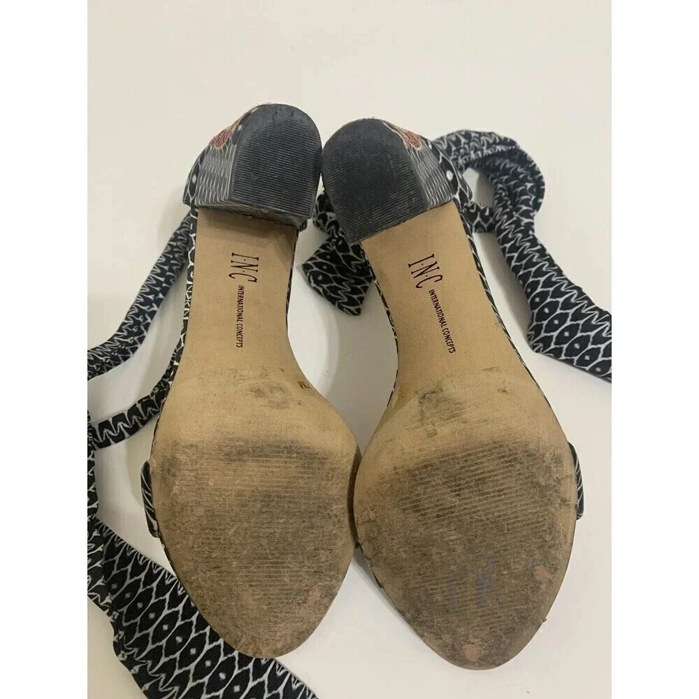Trina‎ Turk x INC Kanata Ankle Wrap Embroidered Heel Sandals Sz 7
